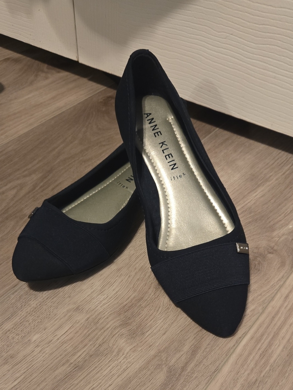 Anne Klein Navy Pointed Toe Slip-On Flats